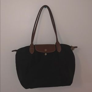 small longchamp le pliage black tote